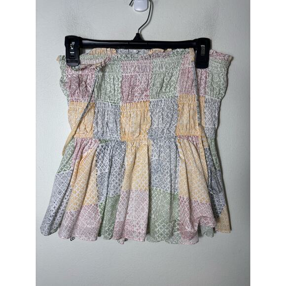 ASH and EDEN Multicolored Smocked Peplum Cotton Top Sz S - Picture 2 of 2